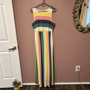 Betsy’s Boutique Striped Lined Maxi Dress Colorful Vertical Large Long